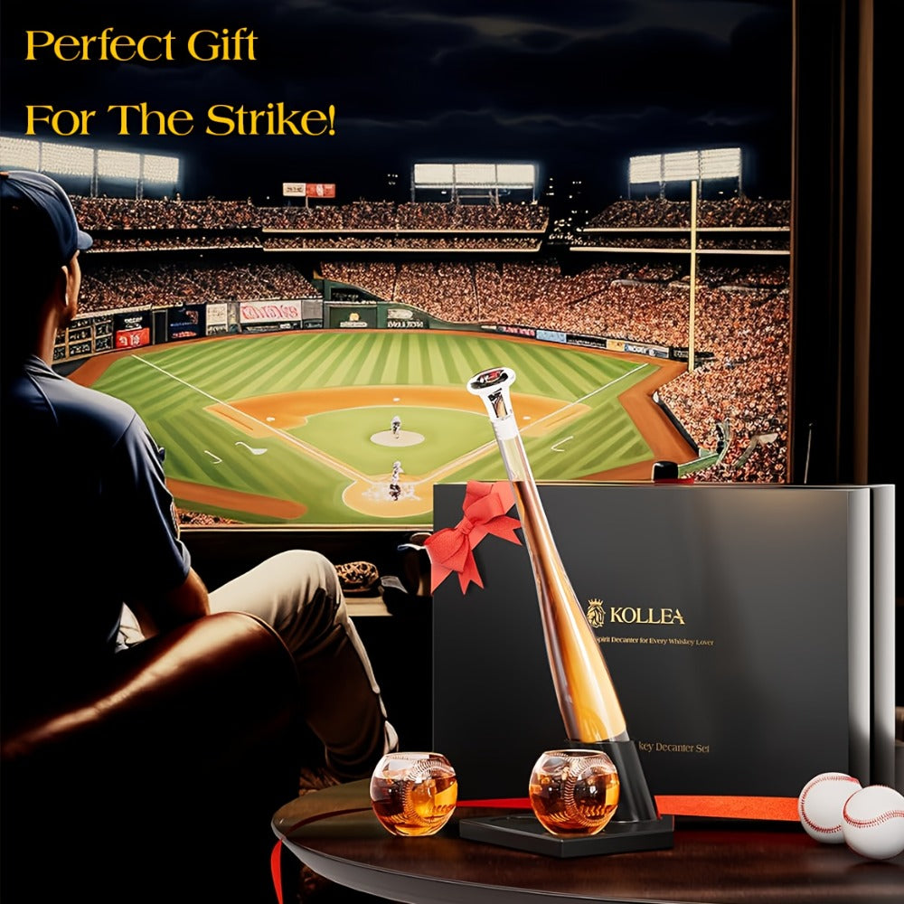 Baseball Bat Whiskey Decanter Set with 2 Glasses ¨C 20oz Liquor Decanter Gift Set for Men, Dad, Boyfriend, Coach
