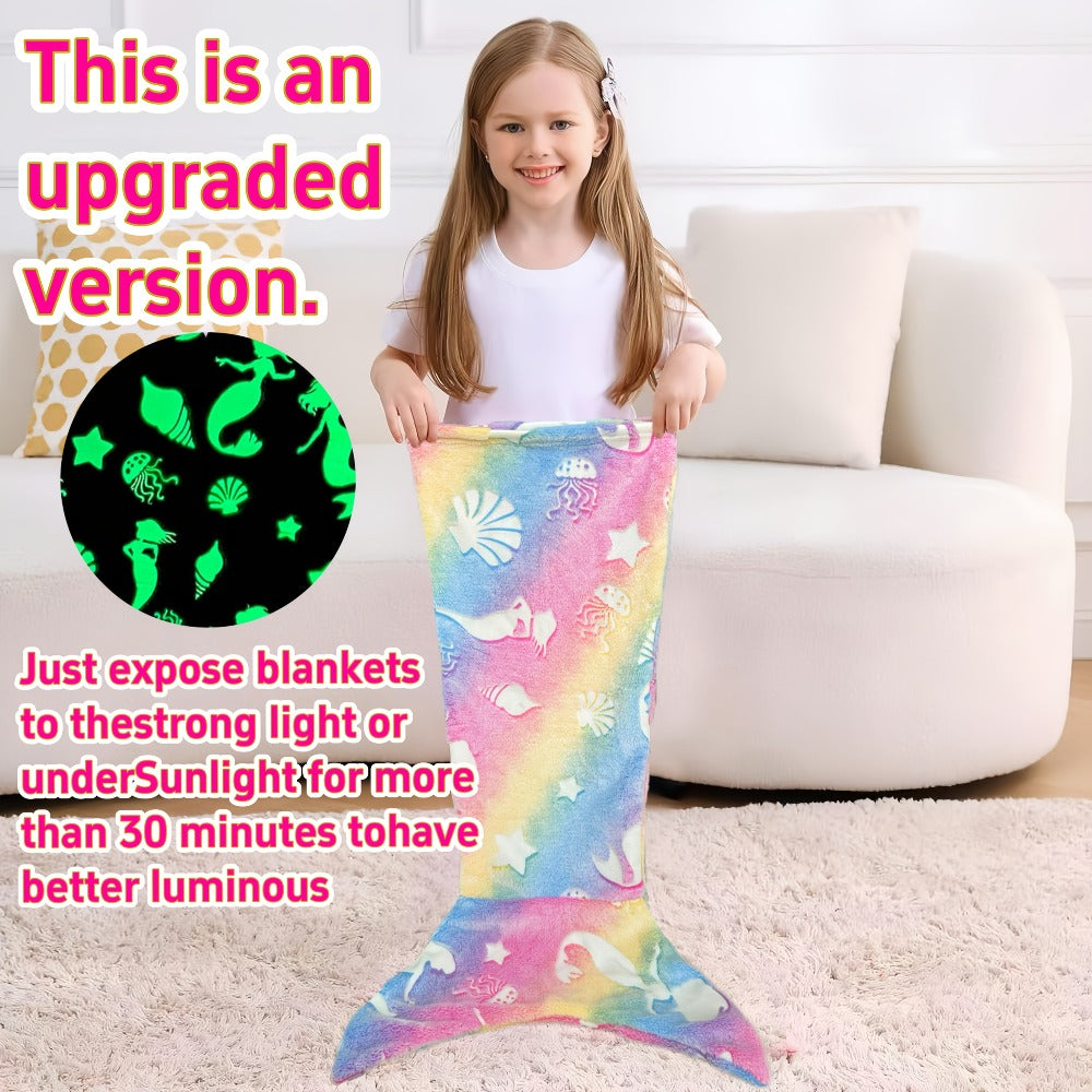 Mermaid Tail Sleeping Bag Blanket for Kids & Adults - Soft Flannel 200GSM Anti-Kick Cozy Bed Cover, Fun Novelty Bedding for Girls Boys Sleepovers Camping, 5 Colors: Green Red Blue Purple Yellow