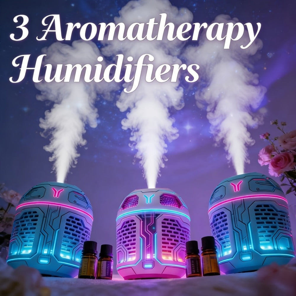 Mini Aromatherapy Humidifier Set of 3 Cool Mist Diffuser with Odor Eliminator No Filter USB Low Voltage for Car Bedroom Dorm Office Desktop Air Freshener Gift for Women Room Decor