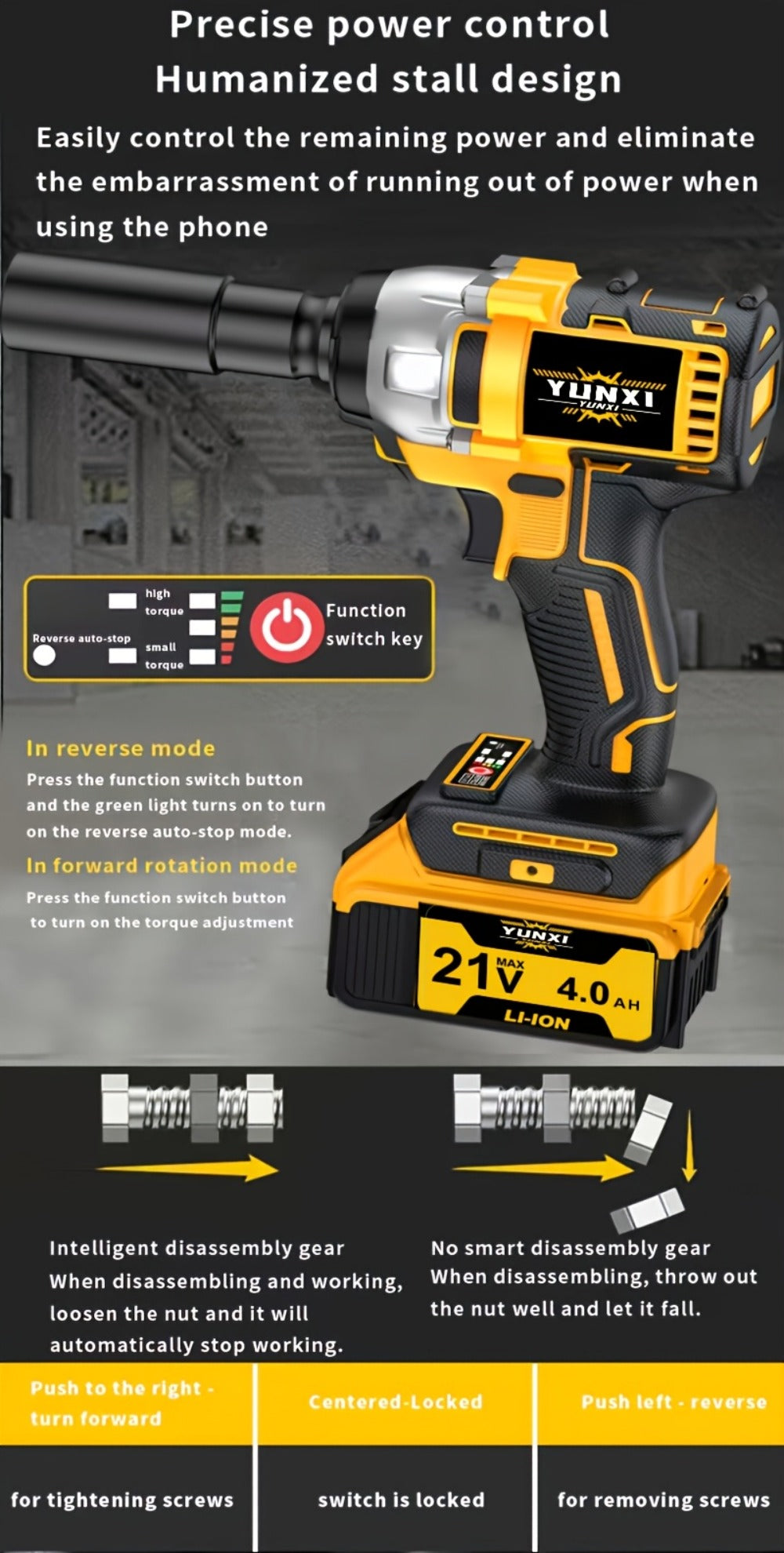 Cordless Impact Wrench Set with Charger Lithium-Ion Portable Electric Wrench Quick Charge for Home Automotive Repair Maintenance DIY Power Tool Kit
