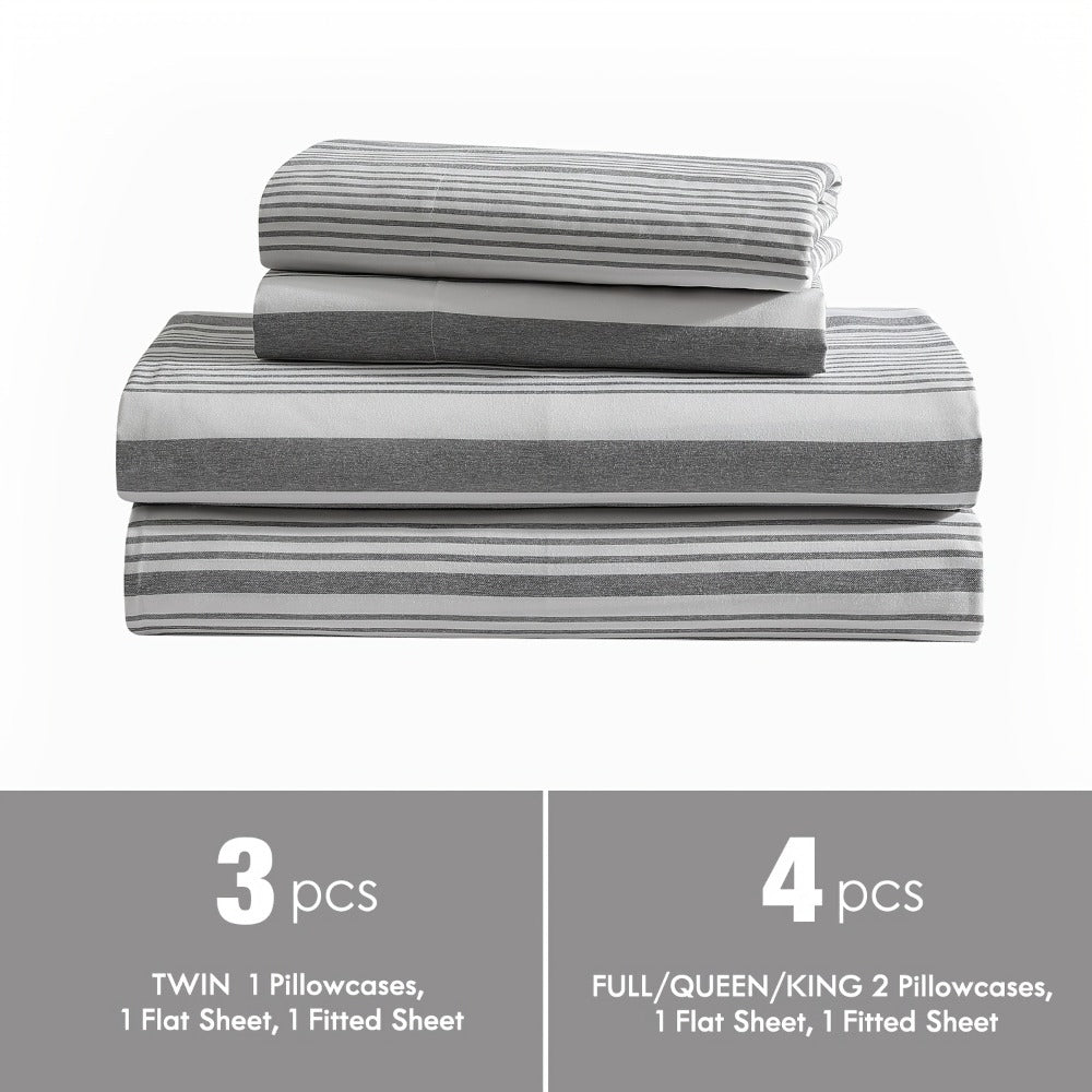 Bed Sheet Set Deep Pocket Soft Microfiber - Fitted Sheet Flat Sheet & Pillowcases Twin Full Queen King - Cooling Breathable Fade Resistant Sheets for Daily Use Dorms Guest Rooms
