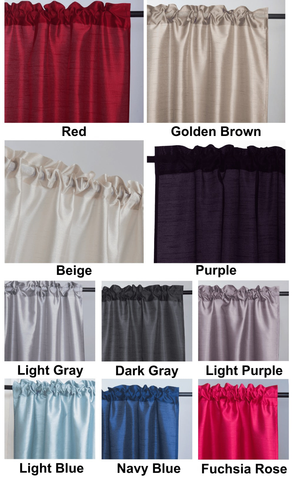 Kitchen Curtains 3 Panels Faux Silk Sheer Tier and Valance Set Rod Pocket 2 Tiers 26x36 inch + Valance 52x14 inch for Kitchen Bathroom Window Drapes