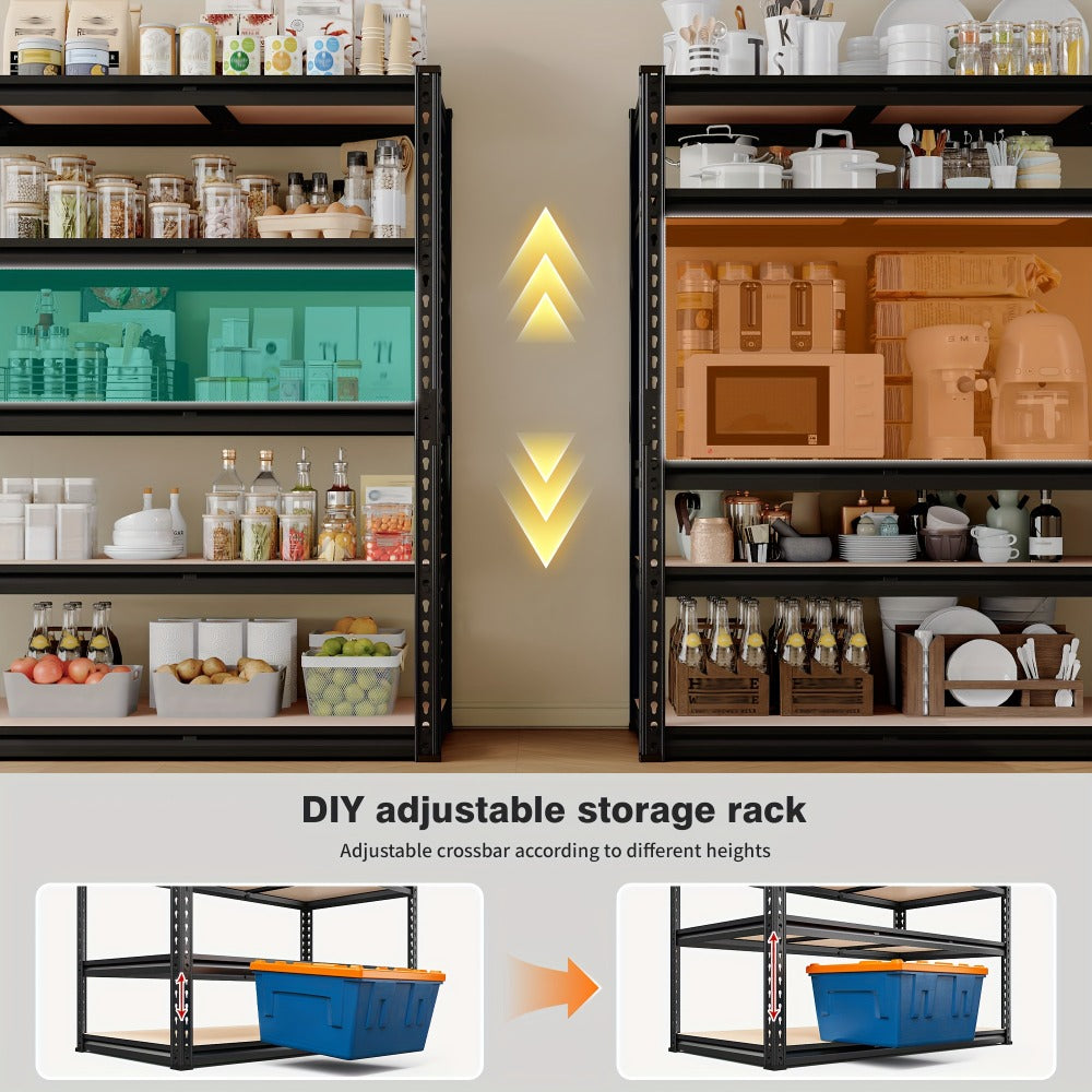 Heavy Duty Garage Shelving 5-Tier Metal Storage Shelves 3020LBS Capacity Adjustable Steel Shelf Unit for Garage Basement Warehouse Easy Assembly Black Silver