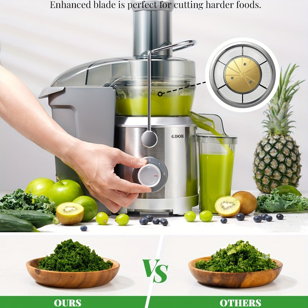 Compact Centrifugal Juicer Dual Speed - 2.5¡± Wide Feed Chute, BPA-Free Anti-Drip Spout, Easy Clean, Includes Juice Jug & Brush, Space-Saving Juicer for Fruits & Vegetables, White Grey Black