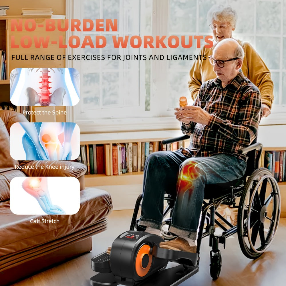 Under Desk Elliptical Machine with Remote Control, Electric Seated Pedal Exerciser 12 Speeds Quiet & Portable Mini Elliptical for Home Office, Low-Impact Leg Workout for Seniors & Adults