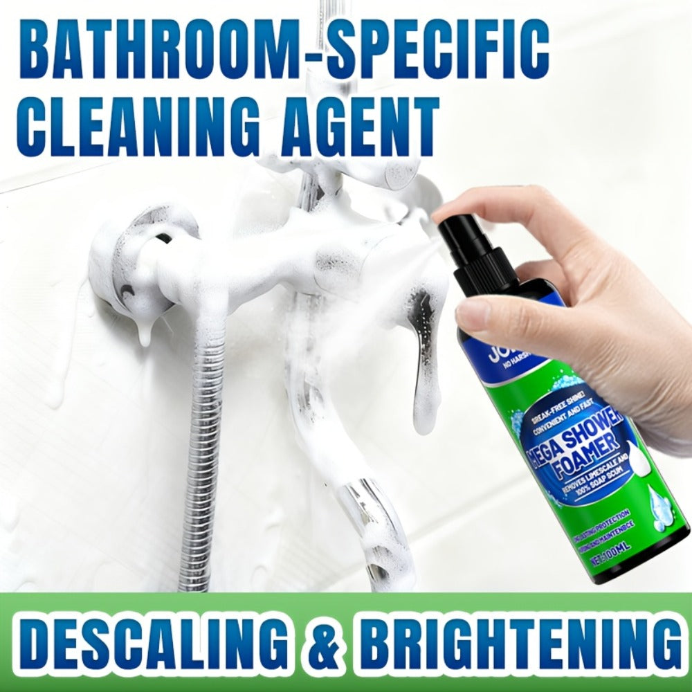 Bathroom Cleaner with Sponge 3.38oz - Deep Cleaning Stain Removal Scrub for Tiles Tub Fixtures - Removes Soap Scum Hard Water Stains Mildew - Multi-Surface Bath Cleaner Shiny Streak-Free Finish