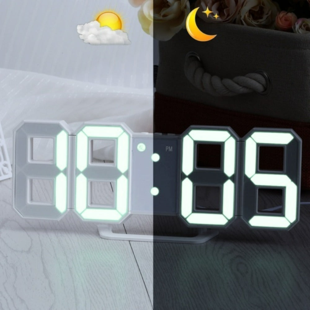 3D LED Digital Alarm Clock Colorful Night Light Home Decor Bedroom Desk Clock USB Powered