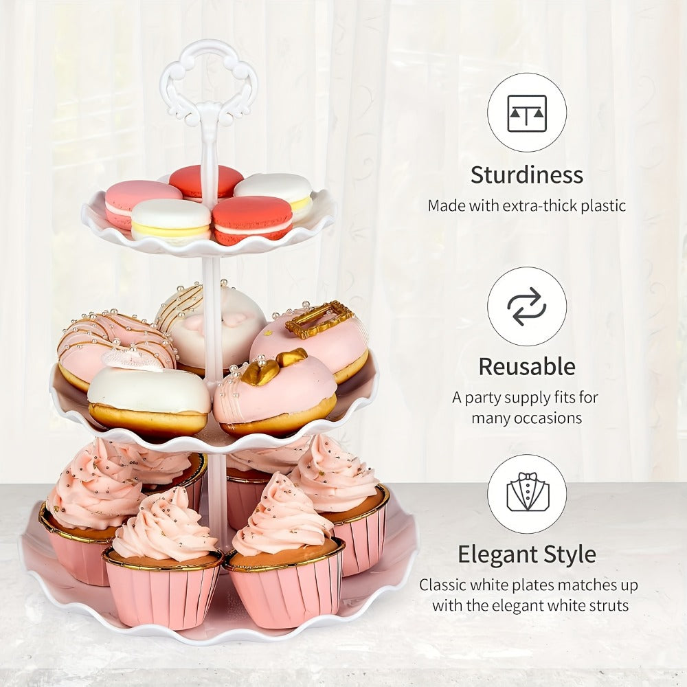 Tiered Cupcake Stand Set 10pcs - 3 Double Layer & 3 Triple Layer Dessert Stands + 4 Appetizer Trays for Birthday Wedding Party