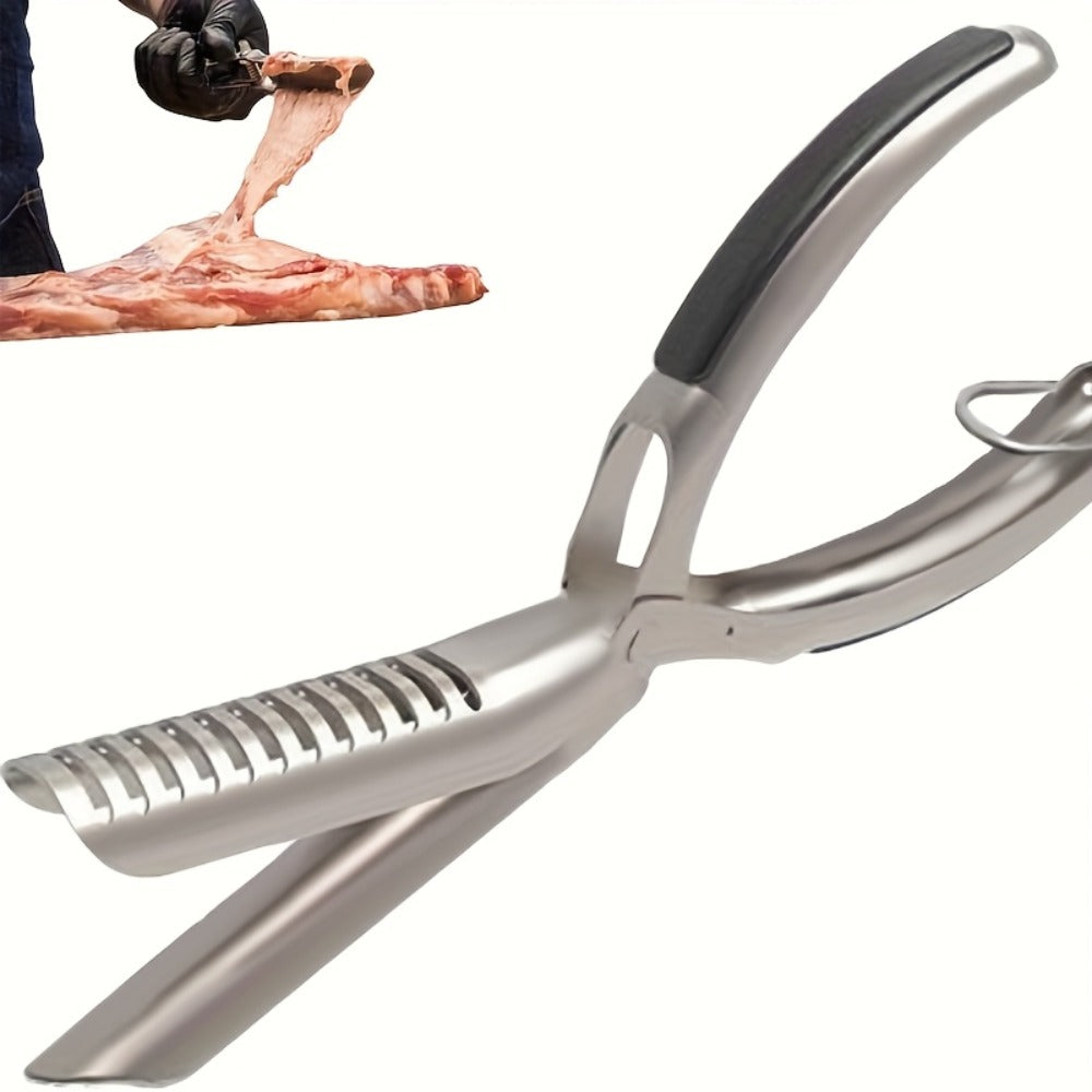 BBQ Rib Membrane Remover Tool Stainless Steel Rib Peeler with Ergonomic Handle, Food Grade Manual Rib Prep Kitchen Gadget for Grilling, Smoking, Home Cooks and Professional Chefs
