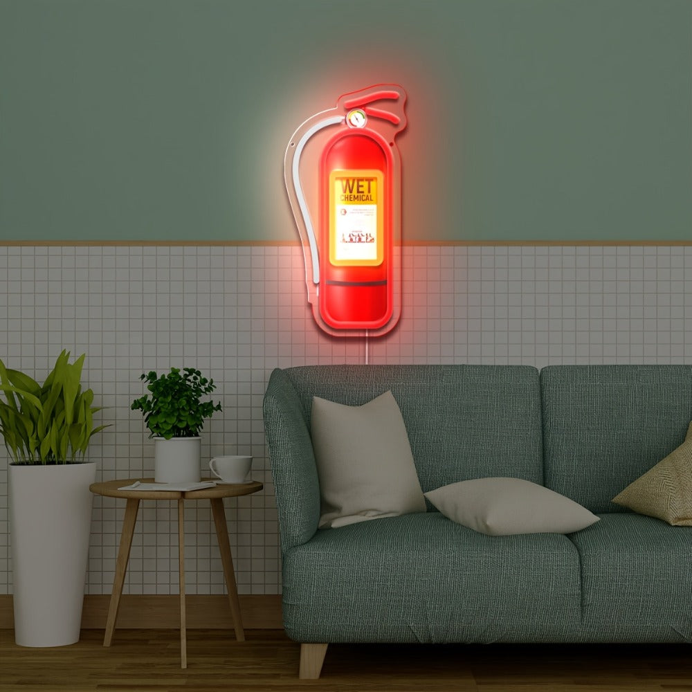 Neon Sign USB Powered Retro Wall Hanging Light - UV Reactive LED Art Decor with Switch Control for Bedroom Bar Man Cave Game Room Festival Party Decor Gas Tank Fire Extinguisher Design