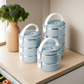 Stainless Steel Lunch Box Insulated Bento Box with Lid - Cylindrical Stackable Food Container for Office School Camping and Picnic, Dishwasher Safe Thermal Lunch Box Available in 2, 3 or 4 Layer for Adults and Kids