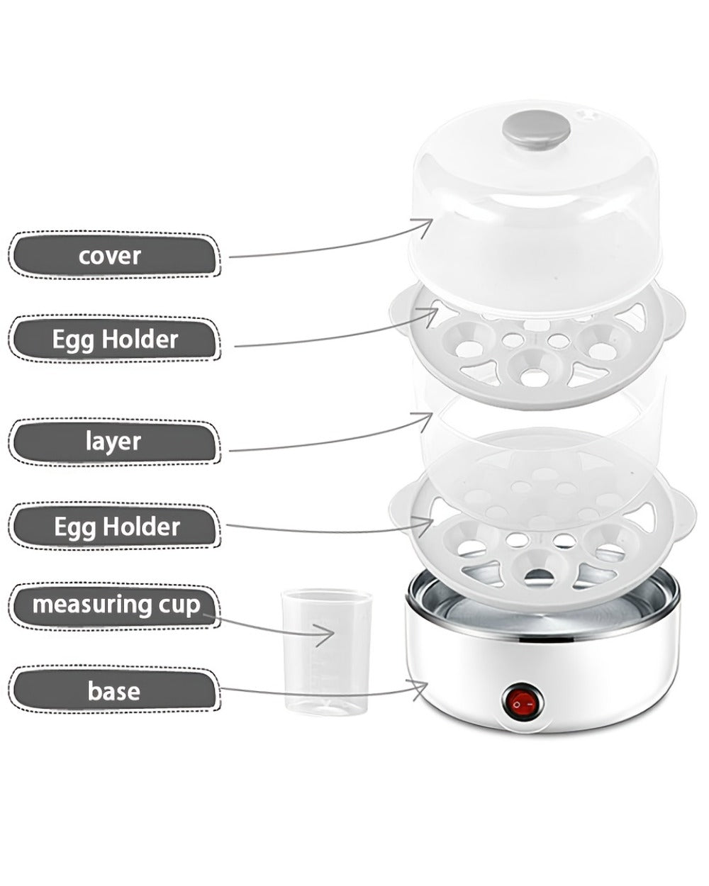 Egg Steamer Stainless Steel Mini Breakfast Machine Single Double Layer Multi-Functional Egg Cooker for Home Dormitory Student Dorm Back to School Holiday Gift