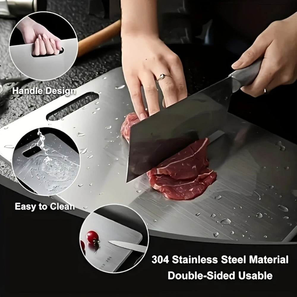 Stainless Steel Cutting Board Food Grade 304 Easy Clean, Space-Saving Flat Chopping Board for Kitchen Home Commercial Use, Rust-Resistant Hygienic Non-Porous Prep Board, 1 or 2-Pack