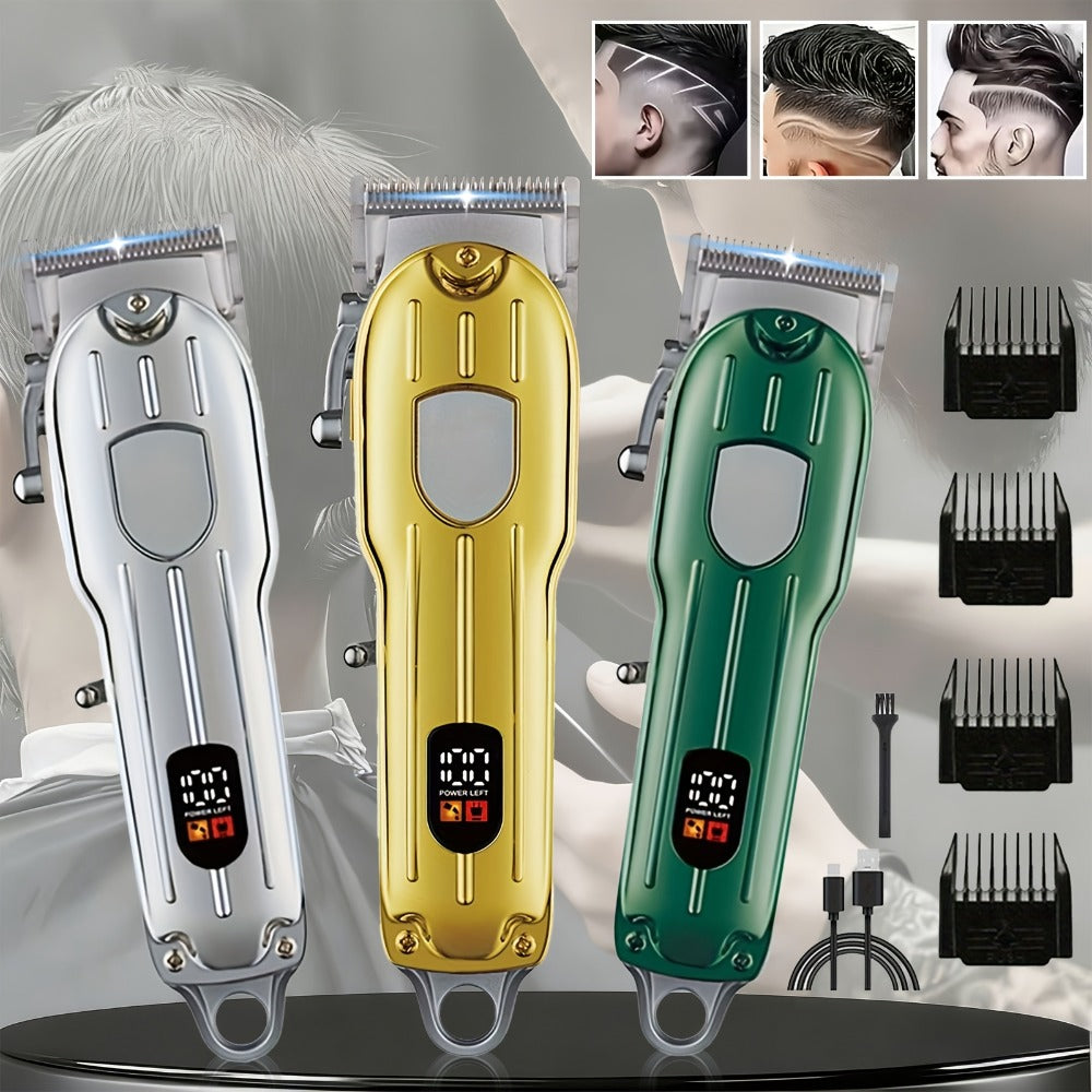 Hair Clipper Set for Men - Professional Cordless Rechargeable Hair Trimmer with LCD Display, Metal Body, Home Haircut Kit, 1 or 2 Piece Set, Father's Day & Birthday Gift for Men