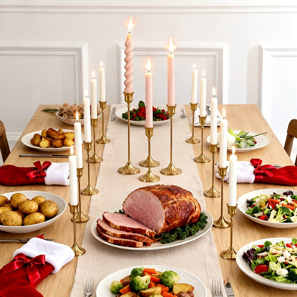 Copper Plated Candlestick Holders Bulk Set ¨C Retro Minimalist Taper Candle Holders for Wedding Birthday Christmas Dining Table Fireplace Decor