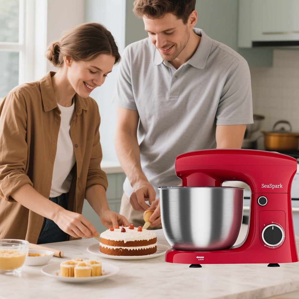 3-in-1 Stand Mixer 10-Speed Tilt-Head with Pulse - 5.5QT Stainless Steel Bowl Kitchen Mixer with Dough Hook, Flat Beater & Egg Whisk, Spatula Included, 5L Capacity, Red, Black, Silver