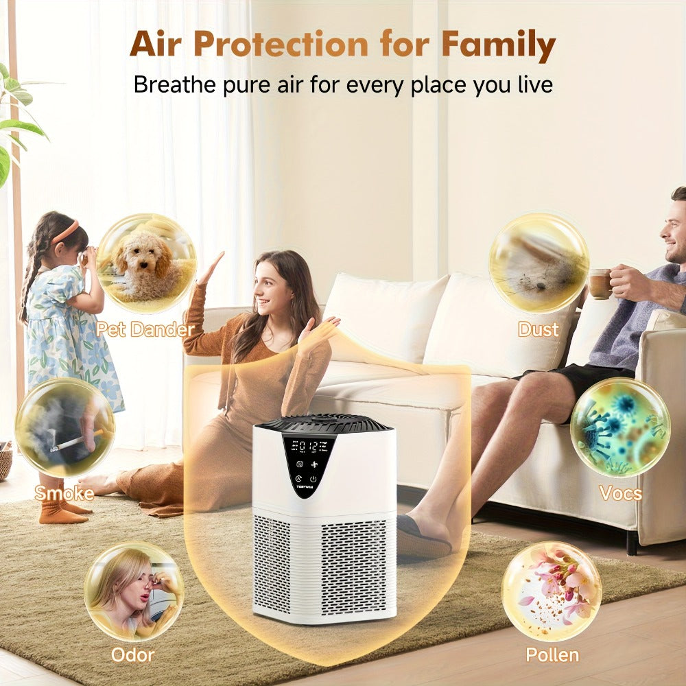 H13 True HEPA Air Purifier for Home ¨C Covers 1250 Sq Ft, LCD PM2.5 Monitor, 360¡ã Vortex Intake, 25dB Quiet, 3-Stage Filtration, Removes Smoke, Pet Dander & Pollen, Aromatherapy Diffuser, 3 Timer Settings