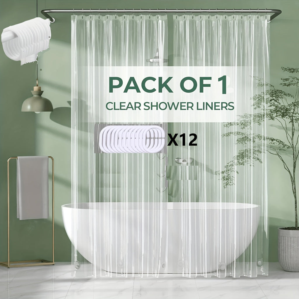 Clear Shower Curtain PEVA 8G Rust Proof Grommets 72x72 Inch - Premium Transparent Waterproof Modern Bathroom Curtain | Single or Set 2 | Easy Clean Smooth Surface | Bathroom Accessories Home Decor