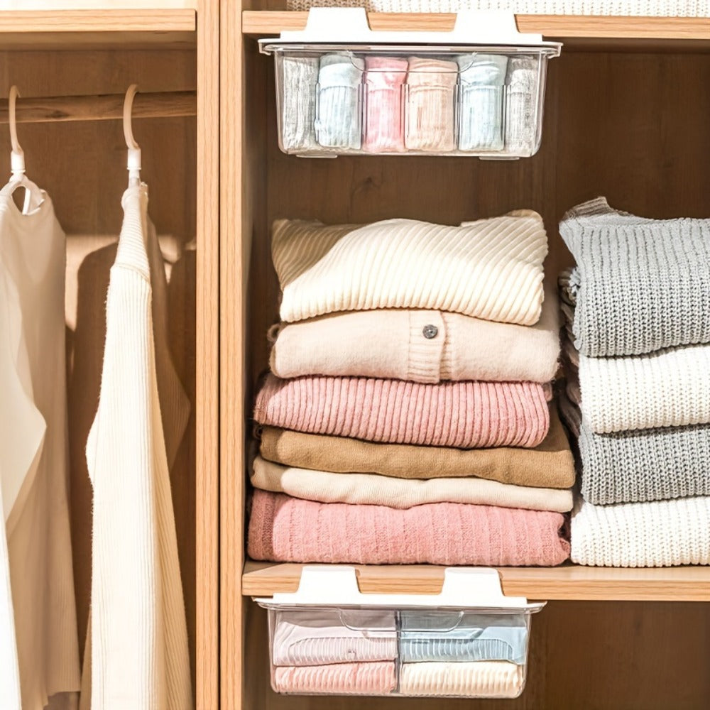 15-Compartment Wall-Mounted Underwear & Socks Hanging Storage Box ¨C Waterproof Transparent Closet Organizer for Home, Durable Plastic Shelf Partitions