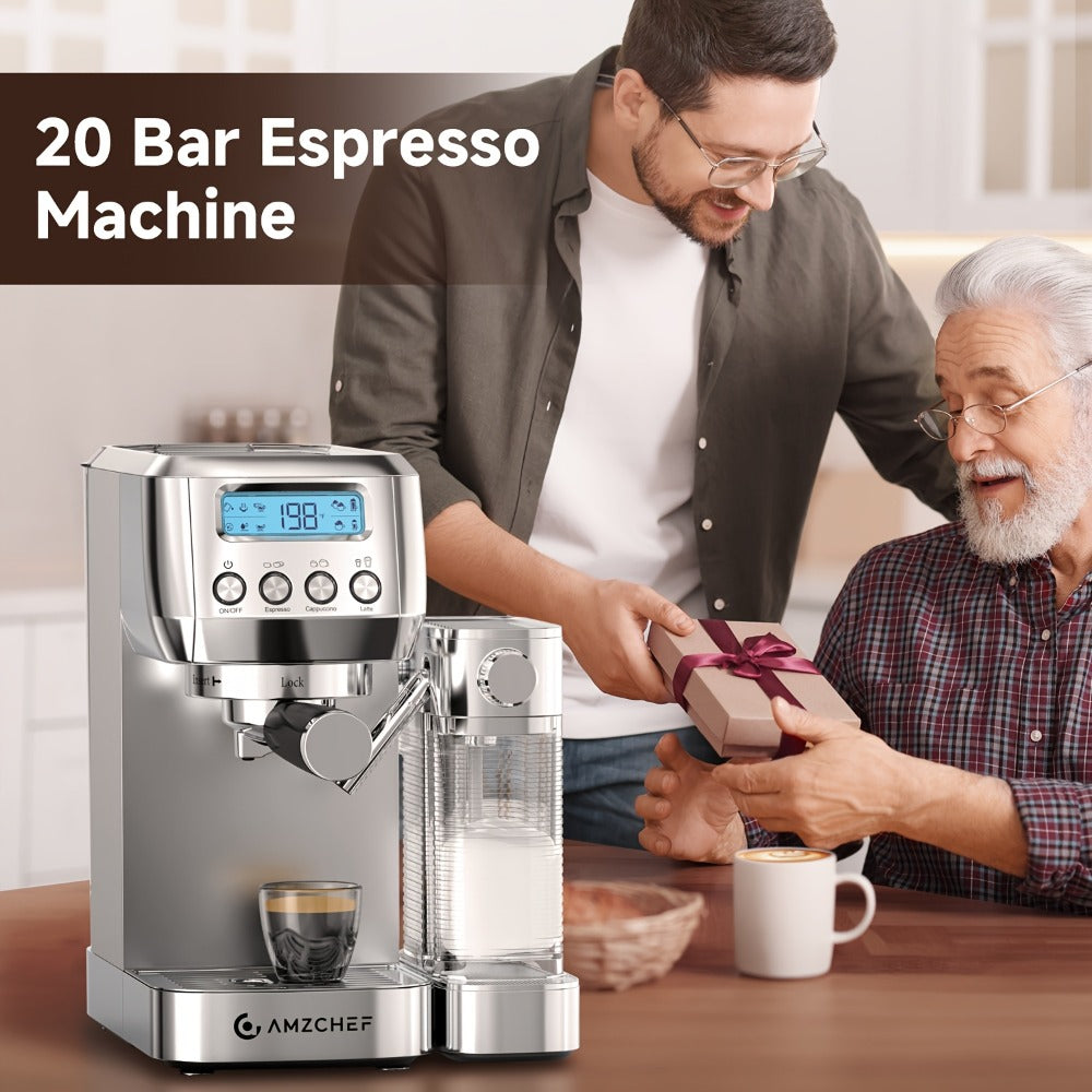 Espresso Machine 20 Bar with Automatic Milk Frother ¨C Dual Boiler Coffee Maker, Touch Control, Cappuccino & Latte Machine with Dual Wall Filters, Includes Milk Frother, Easy to Use for Home & Gifts