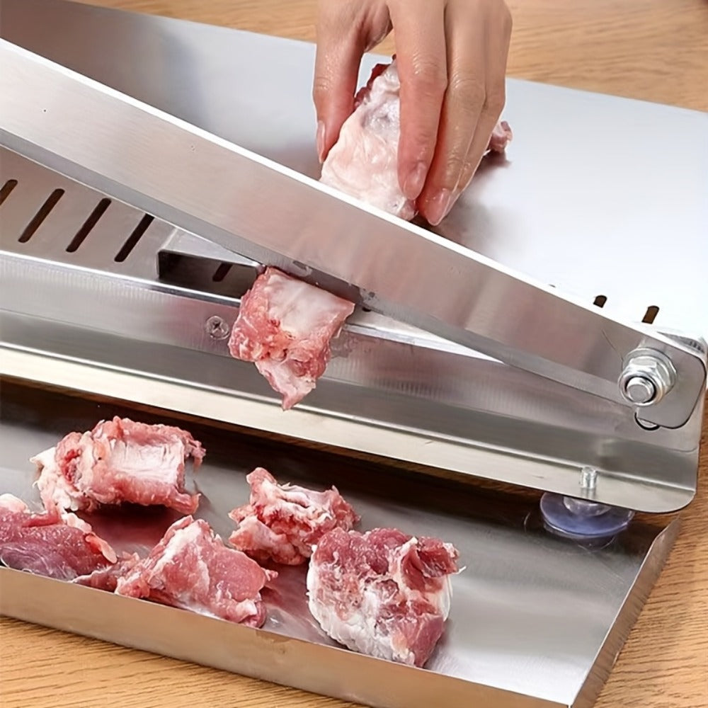 Stainless Steel Manual Meat Slicer Frozen Beef Cutter ¨C 408 Steel Blade Rectangle Slicer for Beef Rolls Vegetables & Bone | Easy to Clean Household Meat Cutting Tool Kitchen Gadget