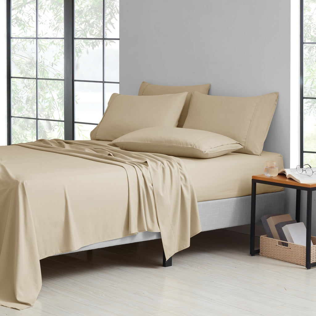 Bamboo Sheet Set 6 Piece Cooling Bed Sheets with Deep 16 Inch Pockets - 2000 Thread Count Microfiber Bamboo Blend Fitted Flat Sheets Pillowcases Twin Full Queen King Cal King