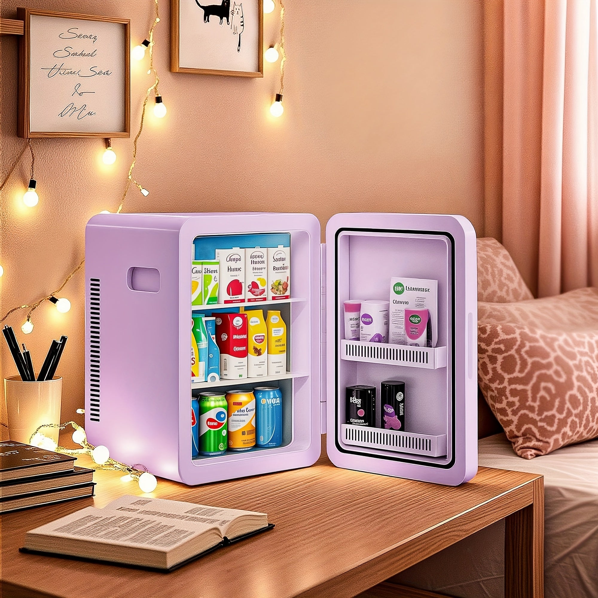 Mini Fridge with Glass Front Door 15.8QT/23.3QT - Portable Cooler and Warmer AC/DC 12V, Small Refrigerator for Bedroom, Office Desk, Car, Dorm, Skincare, Beauty & Makeup, 4 Colors