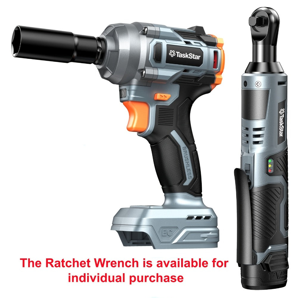 Electric Ratchet Wrench Set 3/8 Inch with 400Nm Impact Wrench - Variable Speed Trigger Batteries Fast Charger 1/4 Inch Adapter Cordless Power Tool Kit | Automotive Home Repair DIY