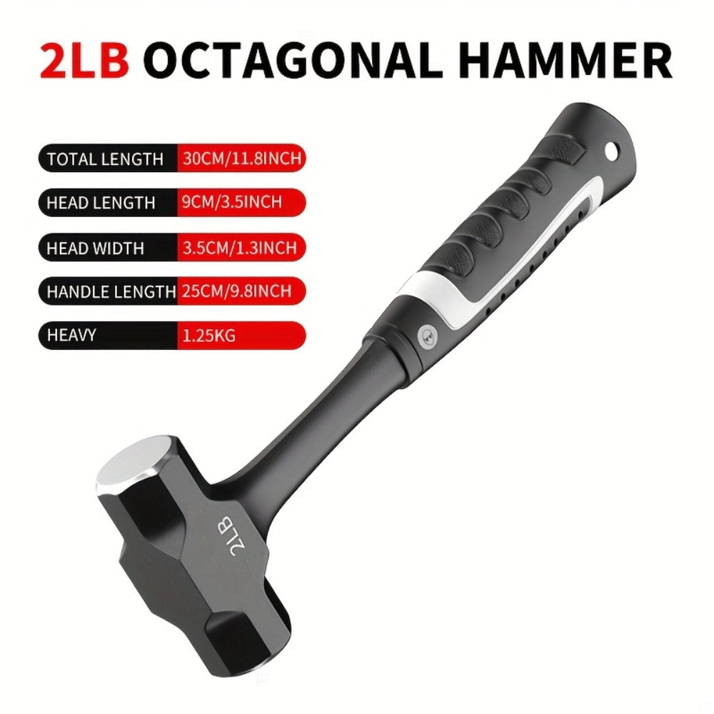 Octagonal Hammer 2/3/4 LB ¨C Heavy-Duty Non-Slip Handle, Professional Masonry & Demolition Sledge Hammer for Stone, Concrete, Construction & DIY Home Projects