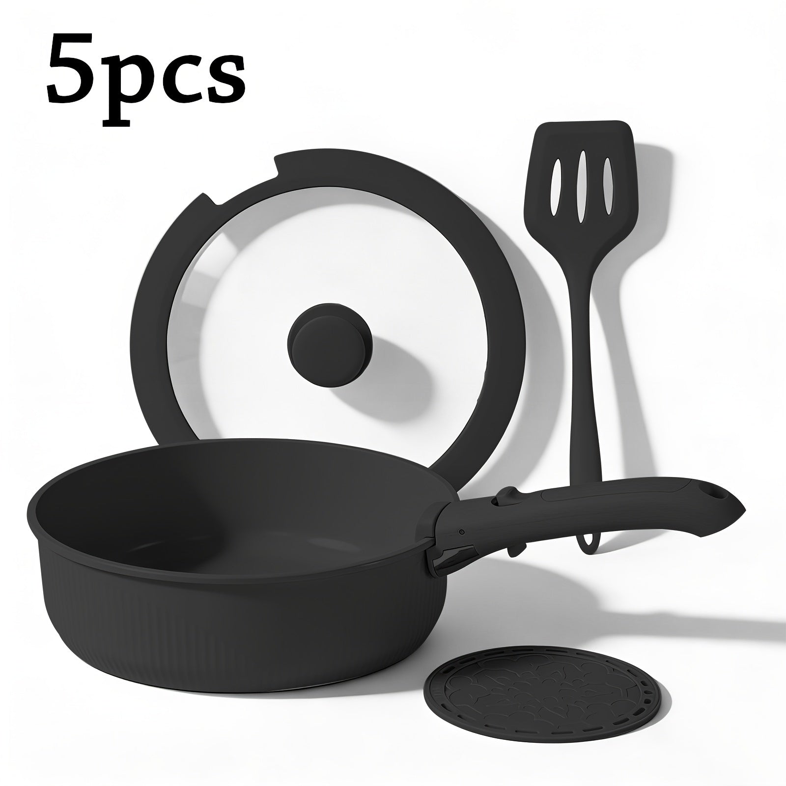 Nonstick Cookware Set 5/7/24 Piece Induction Ready with Detachable Handles ¨C Stackable Pots & Pans Set Includes Skillet Frying Pan Soup Pot Steak Pan for Home RV Kitchen, Multiple Colors