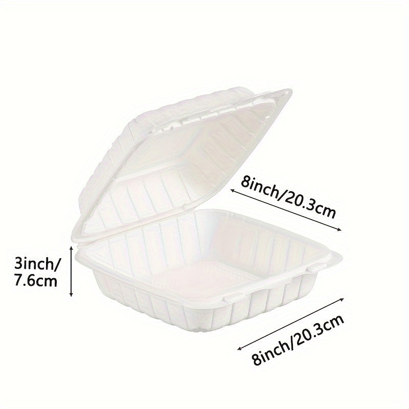 Disposable Food Containers Take Out Boxes with Lids - 7¡± 8¡± 9¡± Plastic Clamshell Meal Prep Containers BPA Free 1 & 3 Compartment Heavy Duty Reusable White