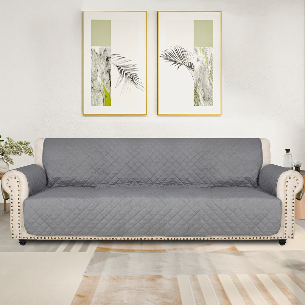 Sofa Slipcover 5-Layer Quilted Thick Sofa Cover Protector Elastic Strap Non-Slip Washable Pet Friendly Universal Fit 3 4 Seater Couch Cover for Living Room - 10 Colors