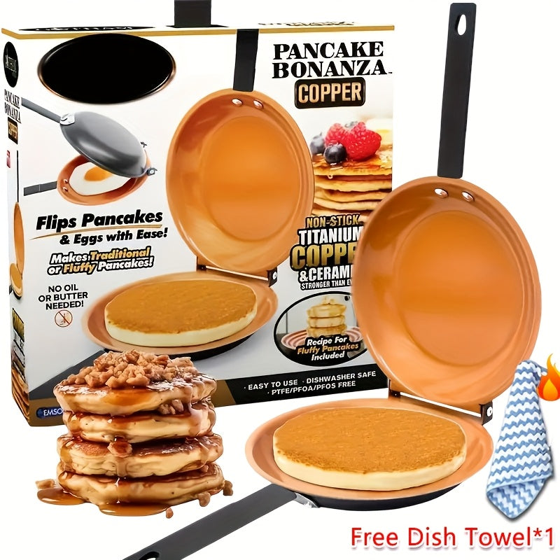 Double-Sided Non-Stick Omelette Pan ¨C Reversible Flip Skillet for Fluffy Pancakes, Omelets & Italian Omelettes | Dishwasher Safe, Indoor & Outdoor Cooking, Camping Kitchen Essentials
