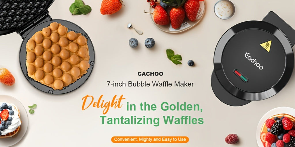 Bubble Waffle Maker 7 Inch 1000W Electric Hong Kong Egg Waffle Maker Nonstick Coating Ready in 5 Minutes for Breakfast Ice Cream Desserts Party Snacks Gift