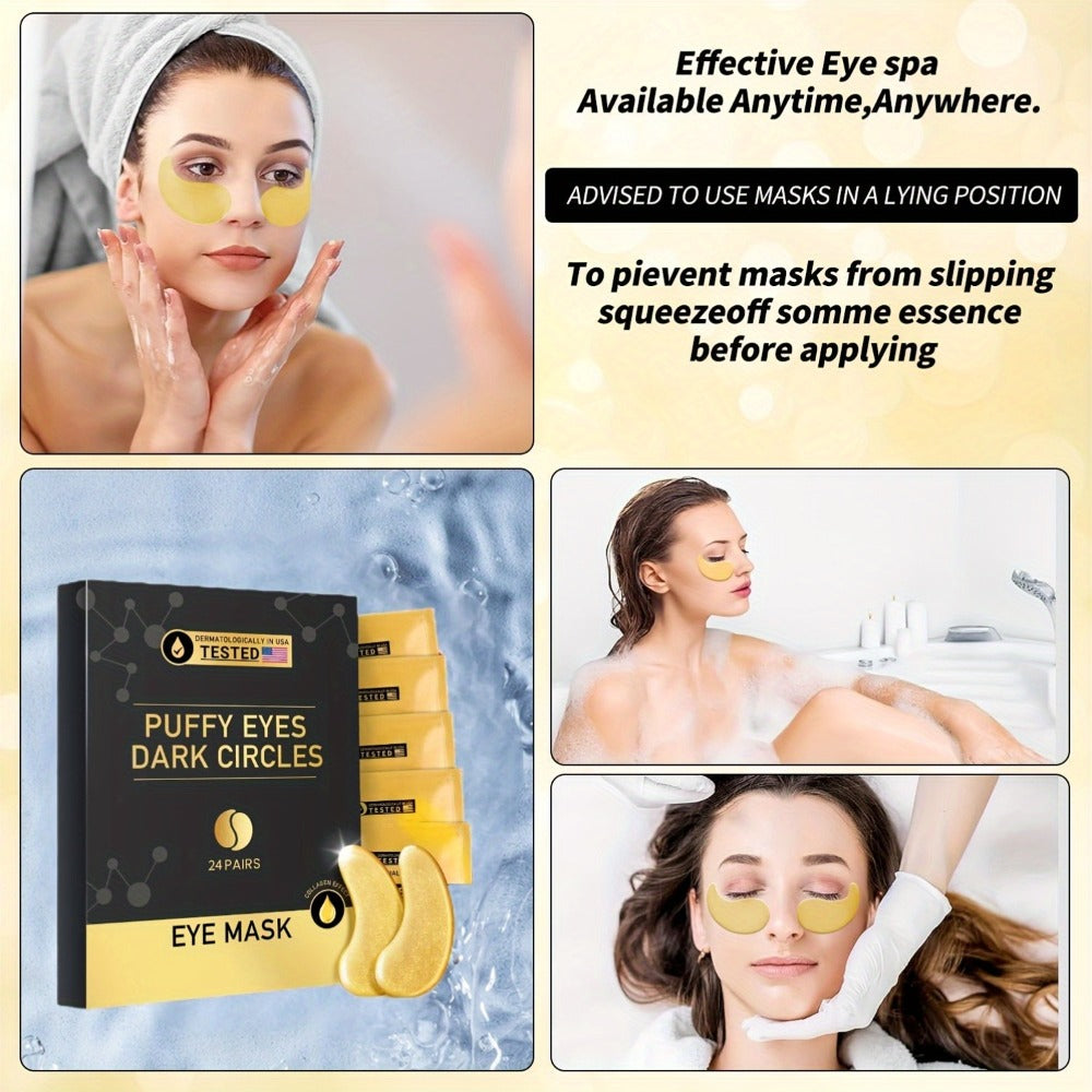Under Eye Patches 24 Pairs Gold Collagen Eye Masks ¨C Reduces Dark Circles, Puffiness & Fine Lines, Hydrating Under Eye Mask for Rejuvenated, Youthful Skin
