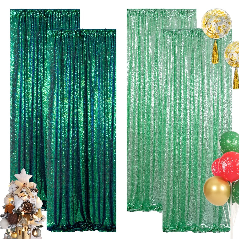 Sequin Backdrop Curtain for Party Wedding - 4x8ft Shimmering Glitter Curtain for Birthday Photo Booth Stage Decoration, Easy Hang, Multi-Color