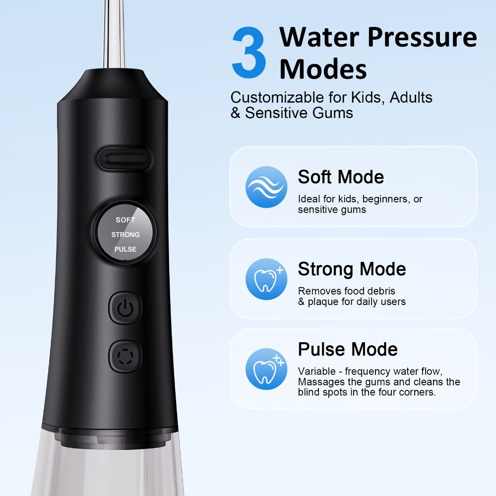 Water Flosser Cordless Oral Irrigator - Rechargeable Electric Dental Cleaner with 6 Interchangeable Nozzles, Adjustable Pressure Control, Plaque & Tartar Removal, USB Powered, Portable for Home & Travel Use