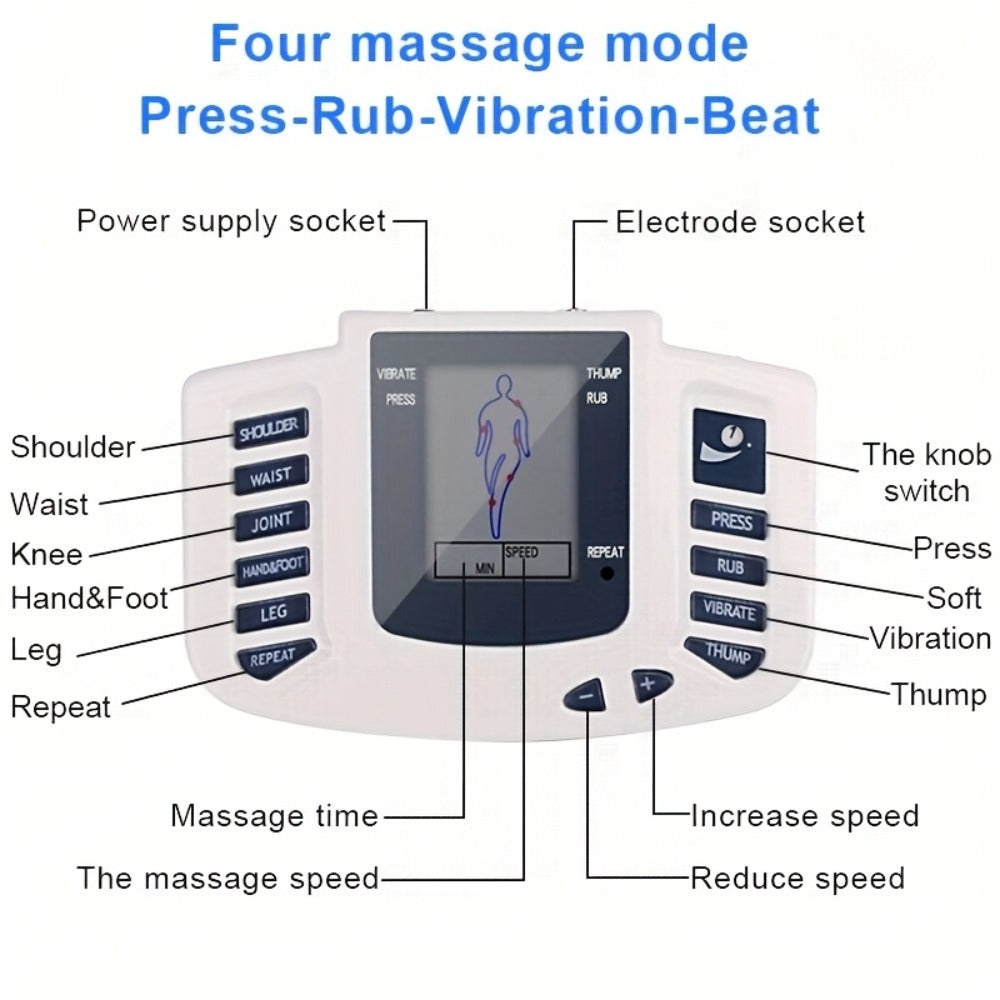 TENS EMS Machine Dual Channel Muscle Stimulator 4 Electrodes 10 Modes 8 Intensity Levels for Back Shoulder Knee Pain Relief Relaxation Exercise Gift