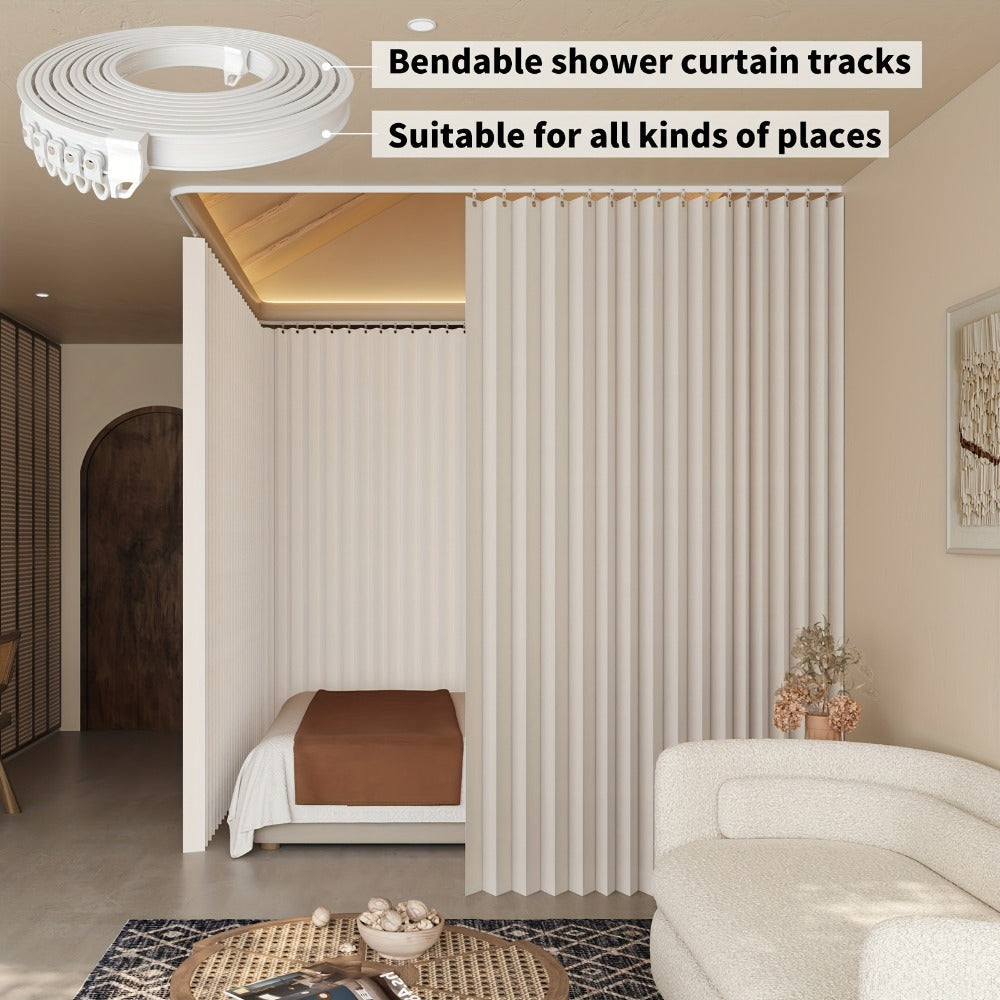 Flexible Curtain Rail Track ¨C Bendable PVC Ceiling Mount Curtain Rod for Bay Window, Bathroom & Home Decor, Trim-to-Fit Monorail Curtain Track System