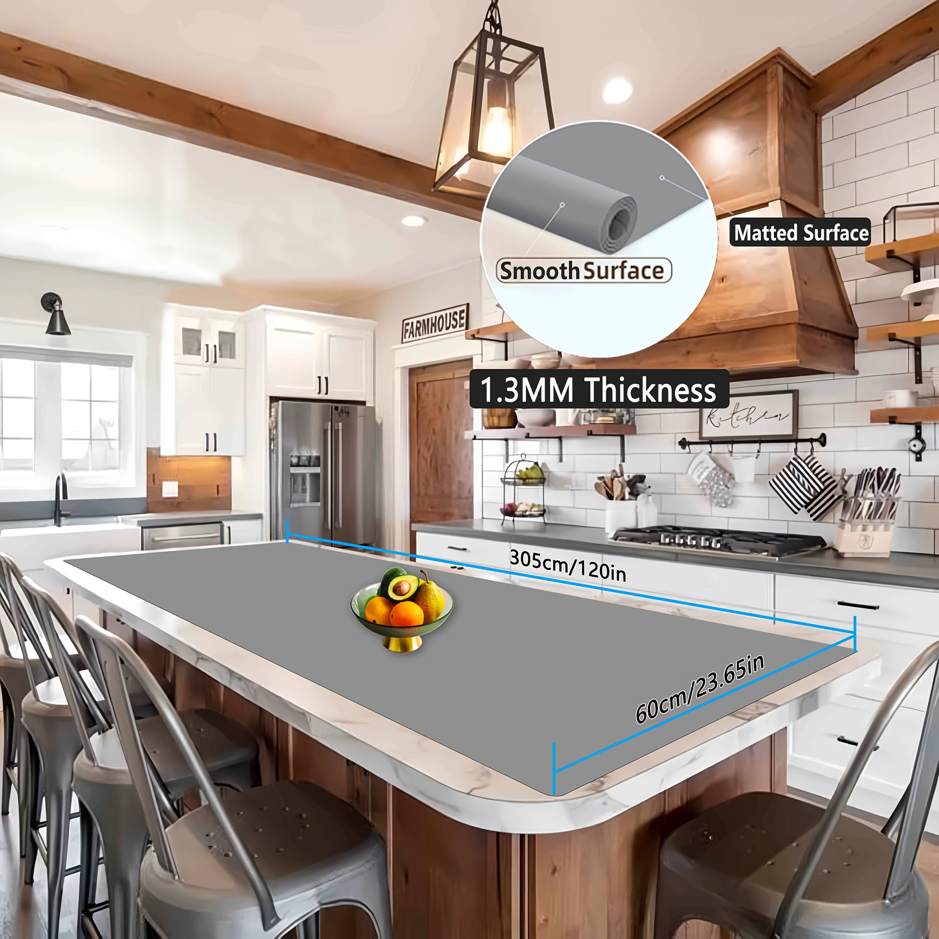 Extra Large Silicone Mat for Kitchen Counter ¨C Nonslip Heat Resistant Countertop Protector, Nonstick Waterproof Craft Mat & Placemat, Multiple Sizes & Colors