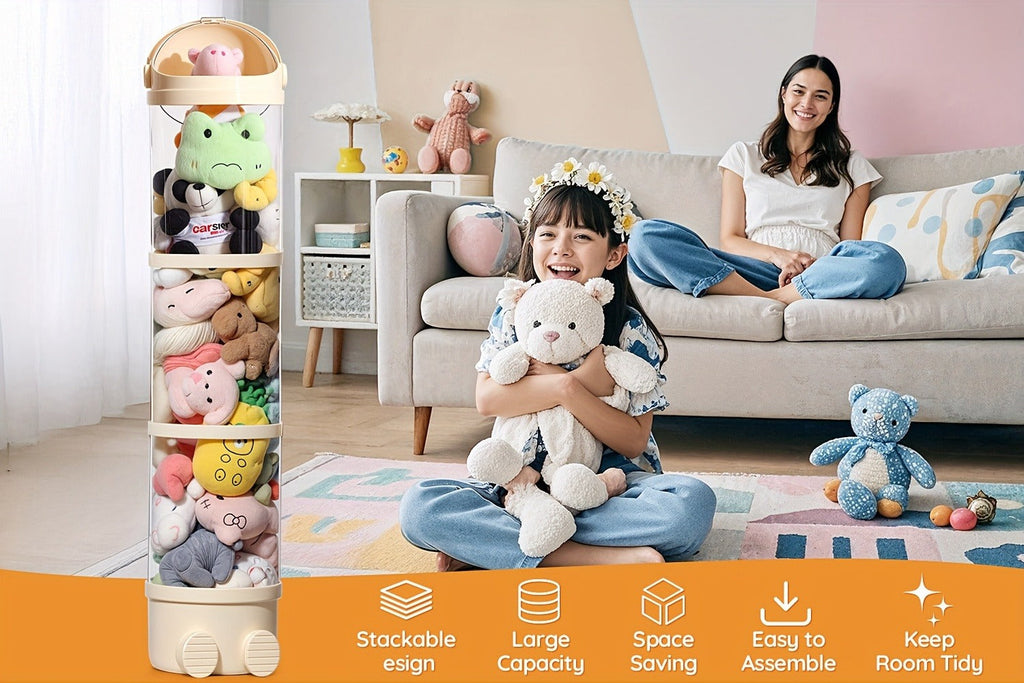 Stuffed Animal Storage Tower ¨C Clear Plastic Toy Organizer with Layered Shelves, Visible Spacious Display Box for Kids Room, Living Room & Bedroom, Great Christmas Gift for Girls