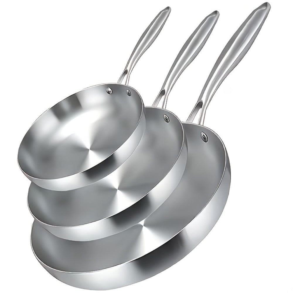 304 Stainless Steel Frying Pan 11 Inch Triply Base ¨C Ergonomic Handle Even Heat Distribution Dishwasher Safe | Induction Compatible Professional Restaurant Grade Skillet 26cm Kitchen Cookware