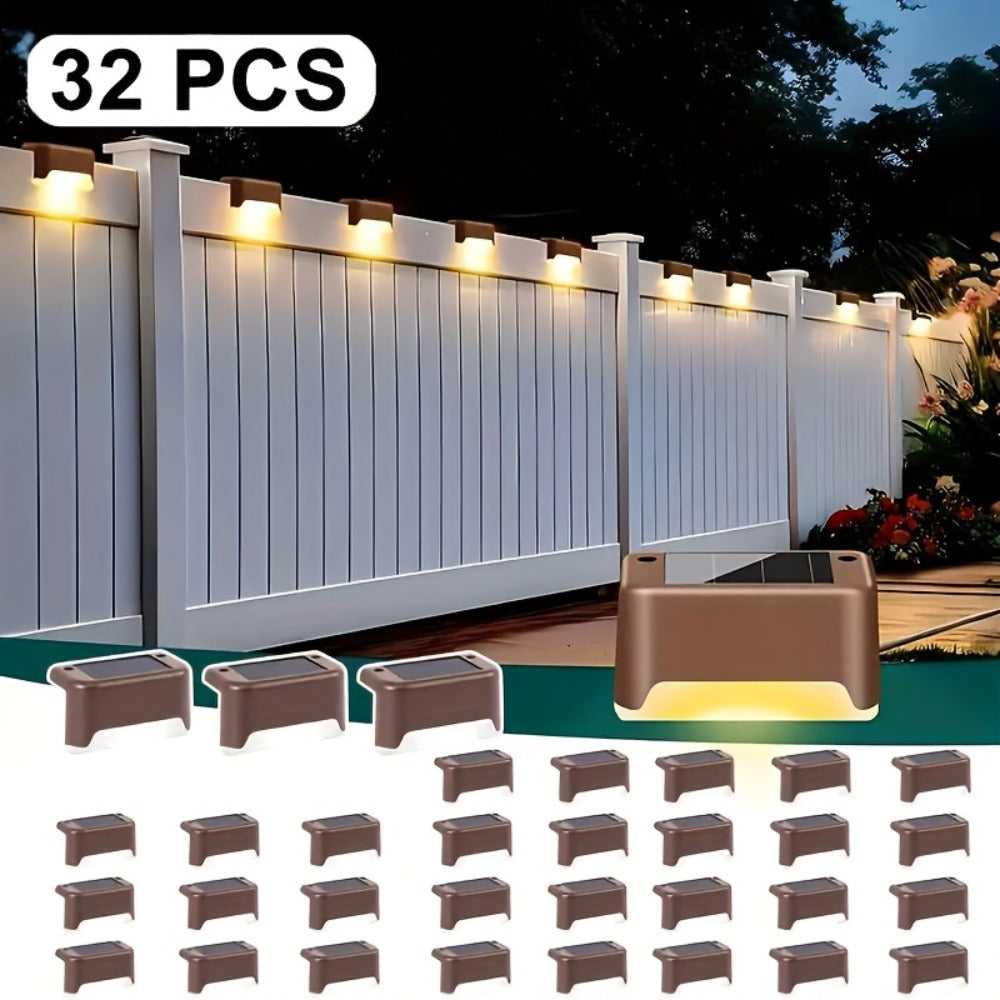 Solar Powered LED Deck Lights ¨C Auto On/Off Outdoor Step Lights for Stairs, Fence, Pathway & Patio, 12-Hour Continuous Lighting, Weatherproof Solar Stair Lights for Garden, Yard & Commercial Use