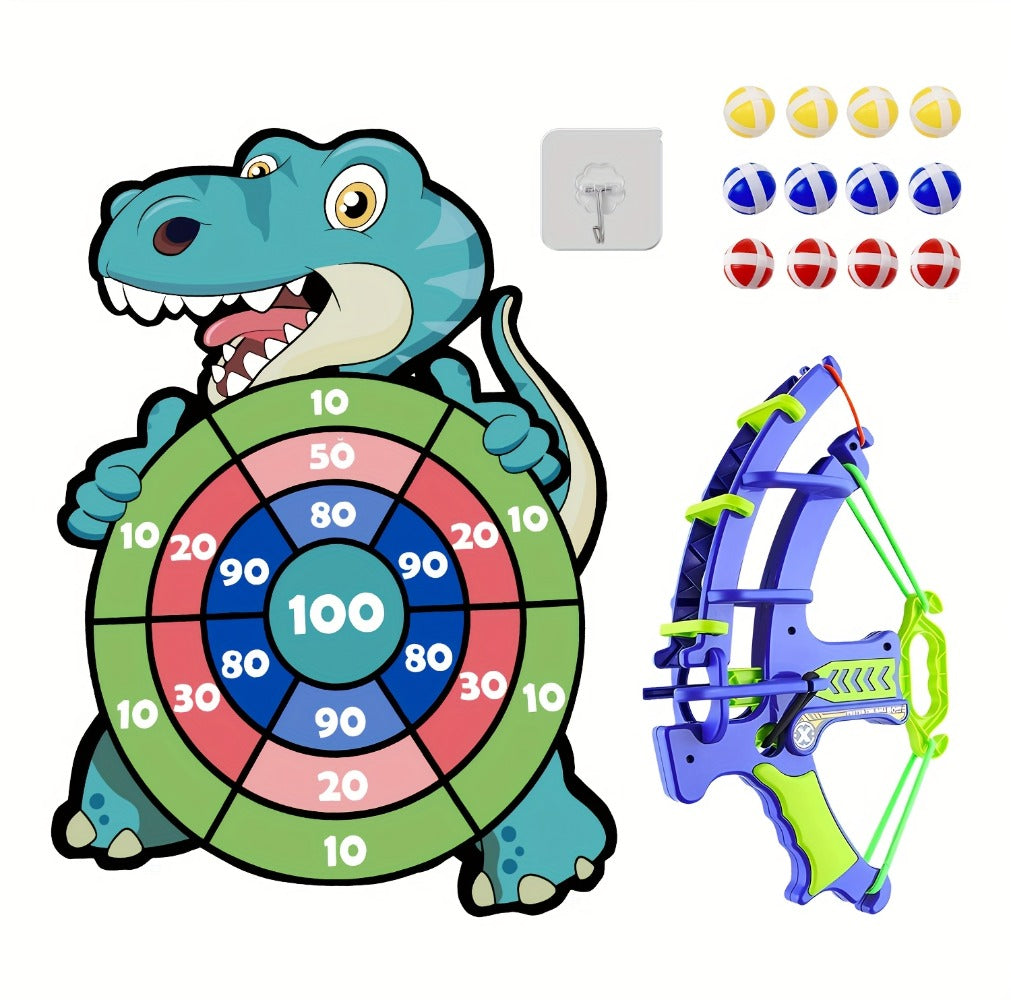 Dinosaur Sticky Target Ball Set with Blue Bow ¨C Multiple Game Modes, Party Favor for Kids, Safe & Durable Fun Toy Gift for Her & Him
