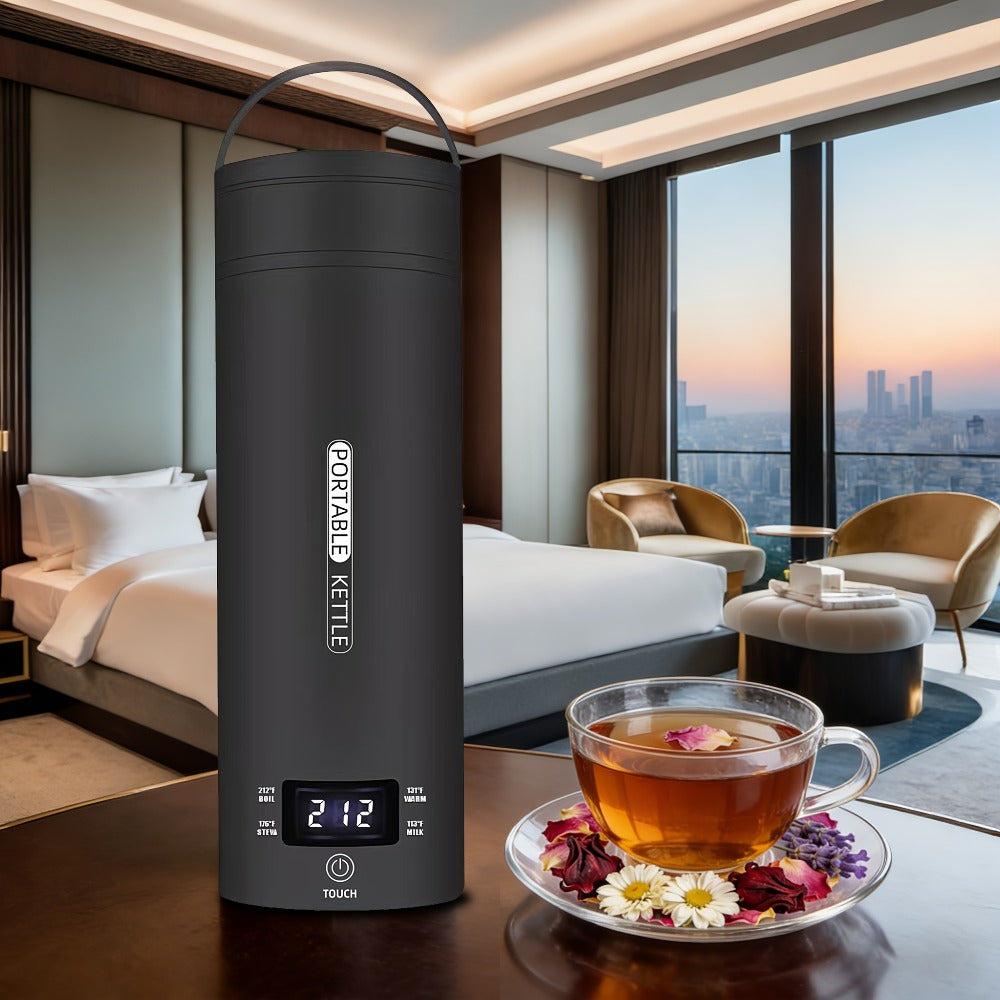 Travel Electric Kettle Mini Portable ¨C Small Water Boiler with 4 Temperature Settings, 304 Stainless Steel, Auto Shut-Off & Boil-Dry Protection, BPA-Free Compact Tea Coffee Kettle with Leather Sleeve ¨C Pink, Black, White