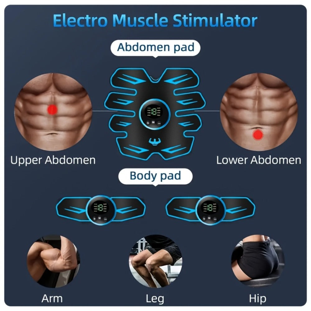 EMS Muscle Stimulator Abdominal Trainer Electric ABS Toning Belt for Core Strengthening Fat Burning Body Sculpting Home Gym Fitness Equipment for Men and Women