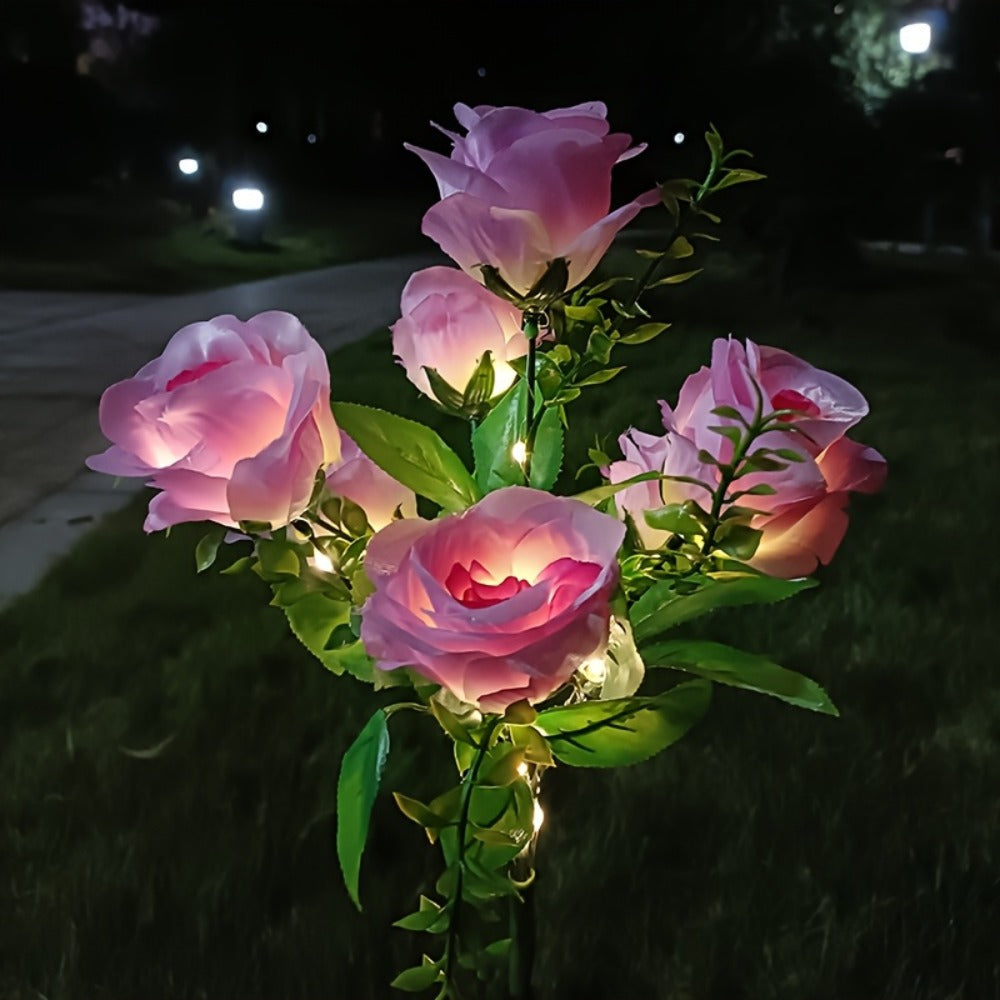 Solar Garden Lights Outdoor 2 Pack ¨C 14 Realistic Rose Stake Lights, Solar Powered Yard & Patio Decor