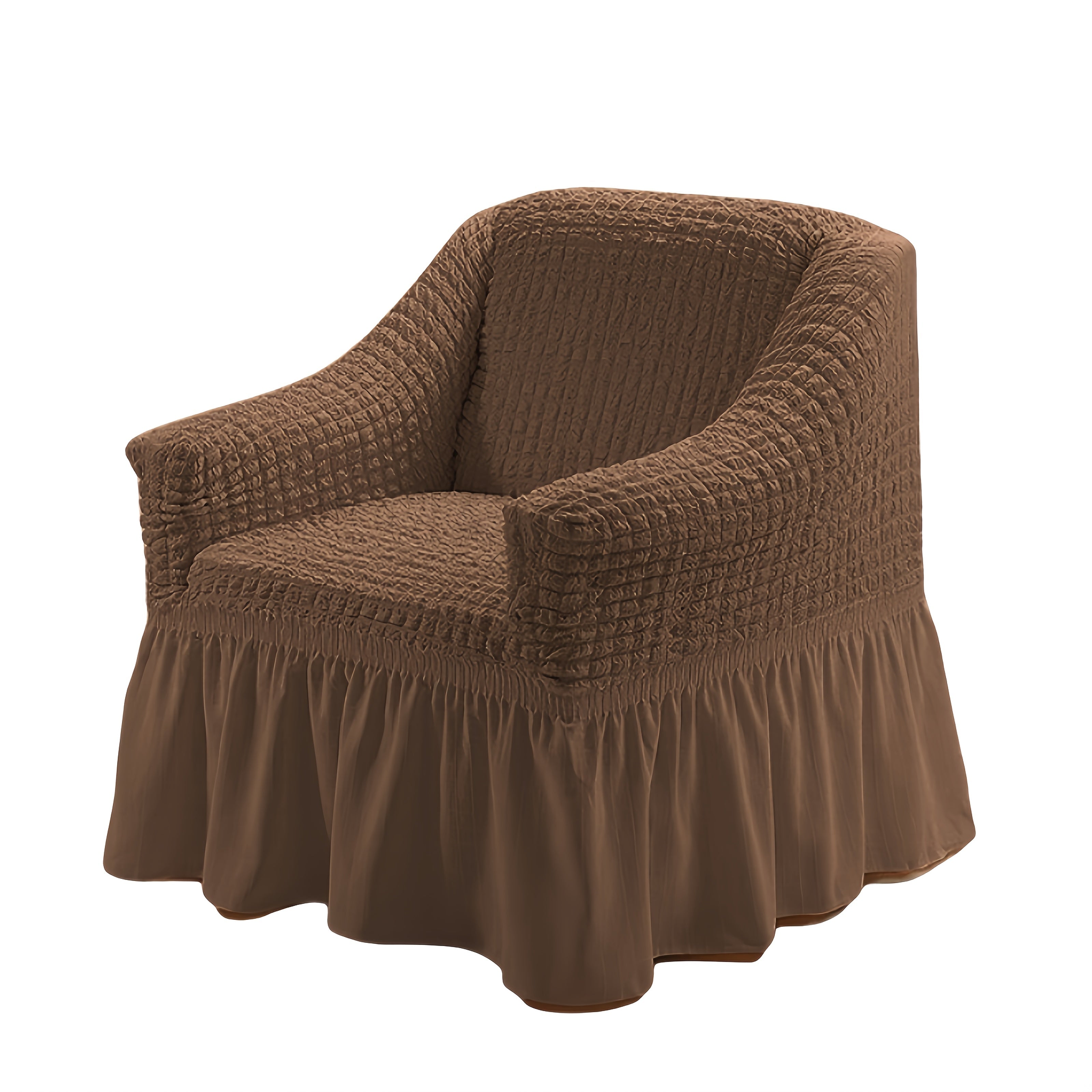 Stretch Seersucker Sofa Cover Solid Color Elastic Band Closure Machine Washable Slipcover for Armchair Loveseat 1 2 3 4 Seater - 8 Colors Home Wedding Decor