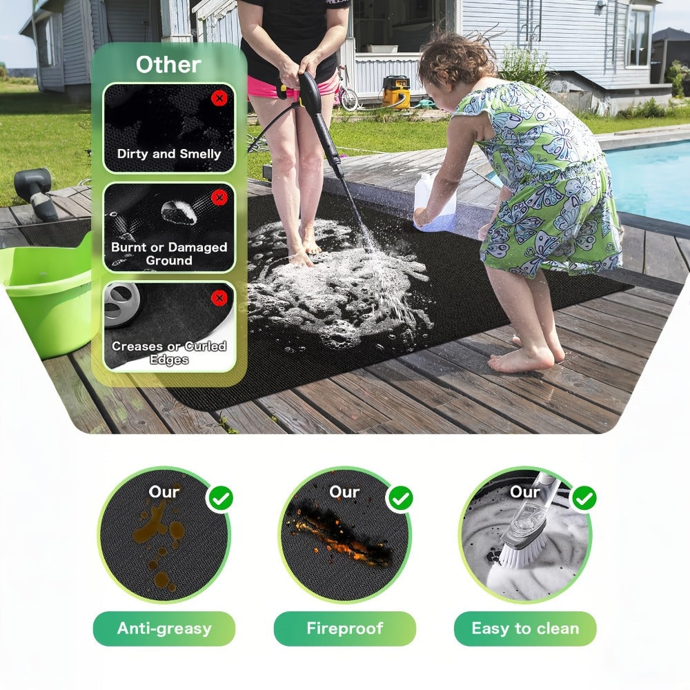 Grill Mat Fire Resistant BBQ Pad ¨C Oversized Under Grill Mat 2000¡ãF Heat Resistant, Waterproof Oil-Resistant Deck Protector for Outdoor Grilling, Fireplace & Fire Pit ¨C 60x48, 72x39, 76x51 Inches