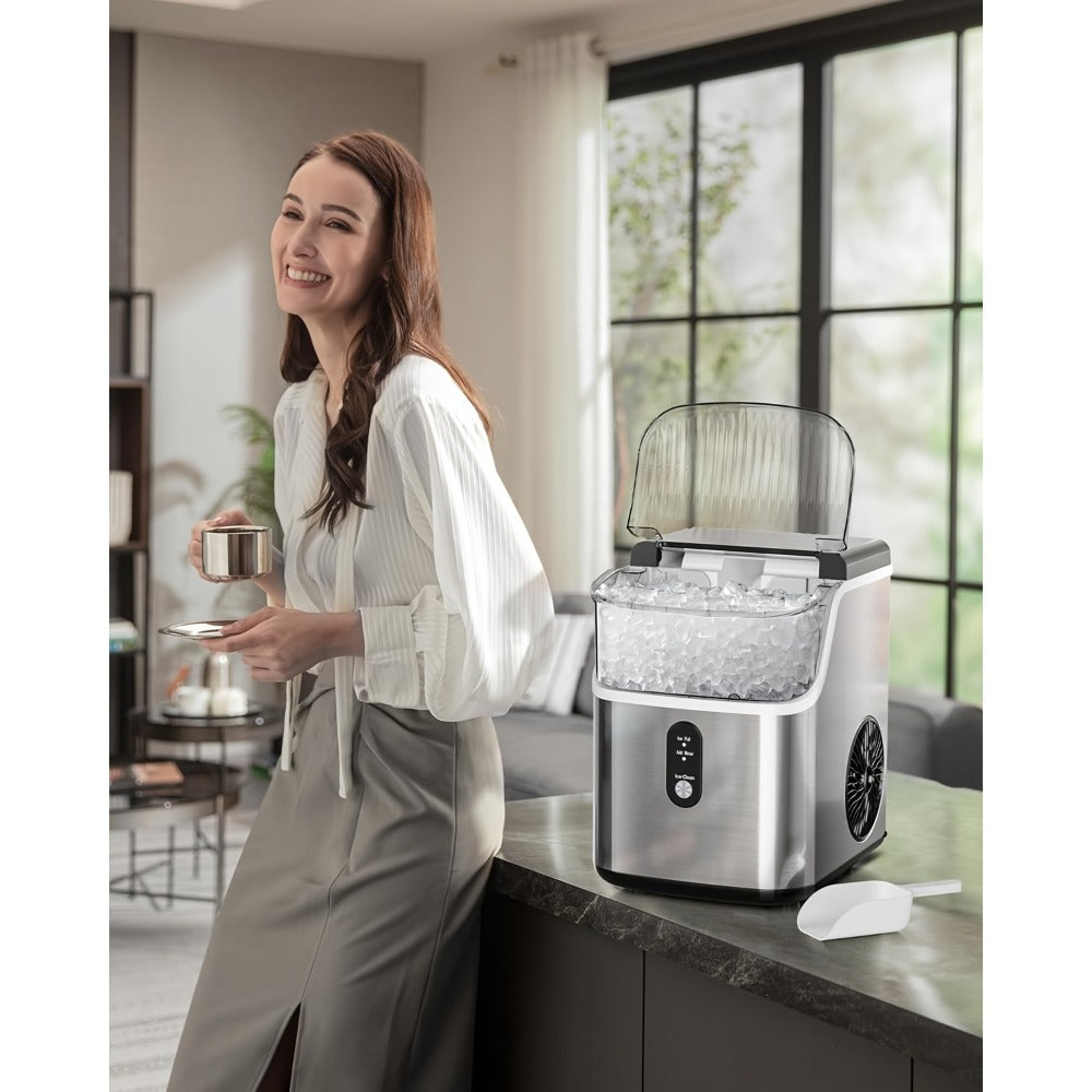 Chewable Ice Maker Countertop ¨C 35 Lbs Nugget Pebble Ice or 26 Lbs Bullet Ice, Self-Cleaning, Includes Ice Scoop & Basket, Perfect Holiday Gift for Home, Kitchen, Easter, Halloween & Christmas